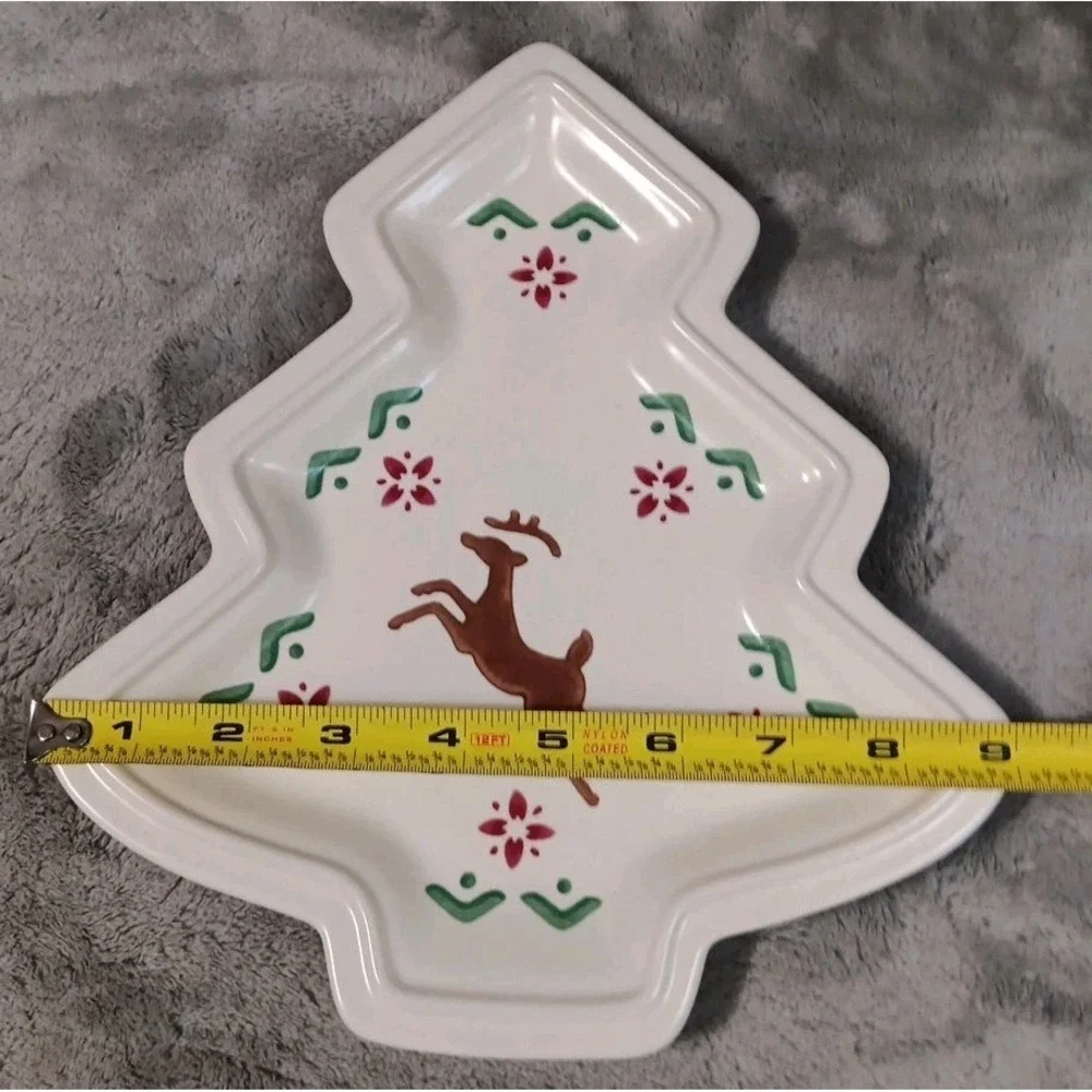 Pfaltzgraff Serving‎ Tray Plate Nordic Christmas Tree Shaped 10.25x9